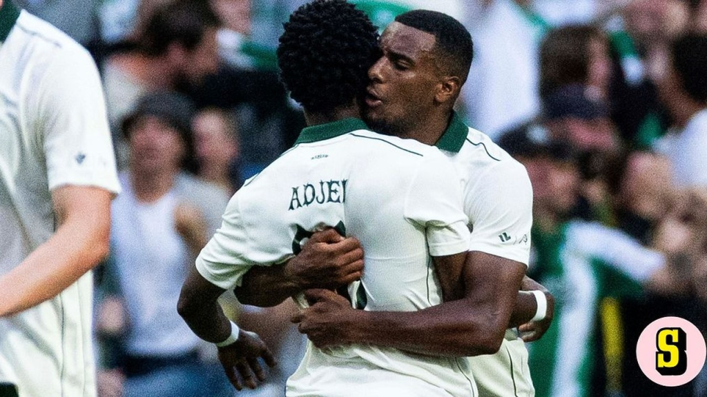Frank Adjei rescues a 1-1 draw for Hammarby against Anderlecht