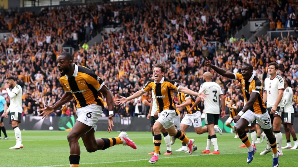 Hull City mark their Premier League return with a two-goal win over Manchester United