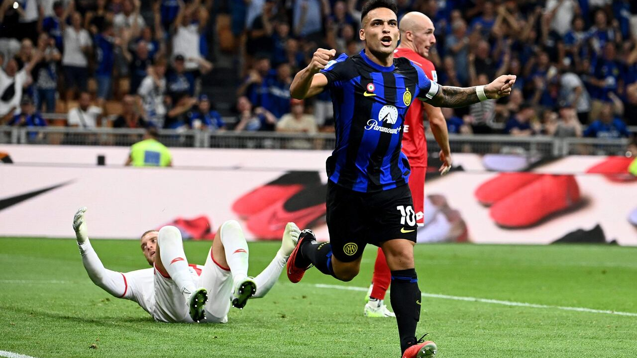 Inter forward celebrates after scoring against Monza